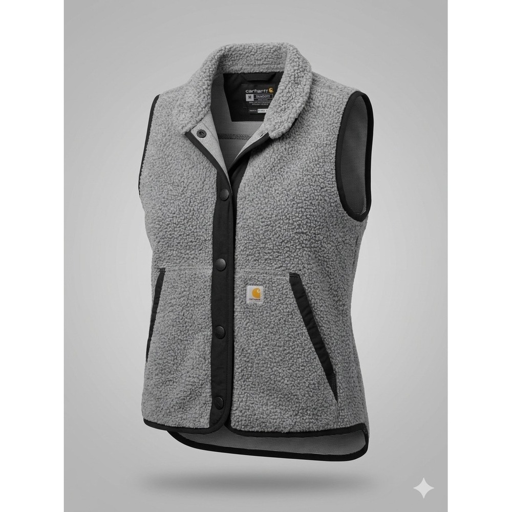 Carhartt OV4995-W Women's Gray & Black Sherpa Vest w Pockets. Size M